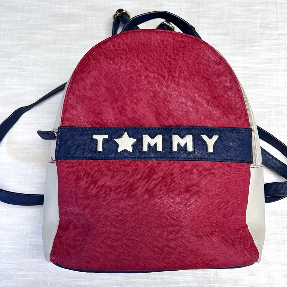 Tommy Hilfiger Red,off White,& Blue Y2K style small backpack bag purse